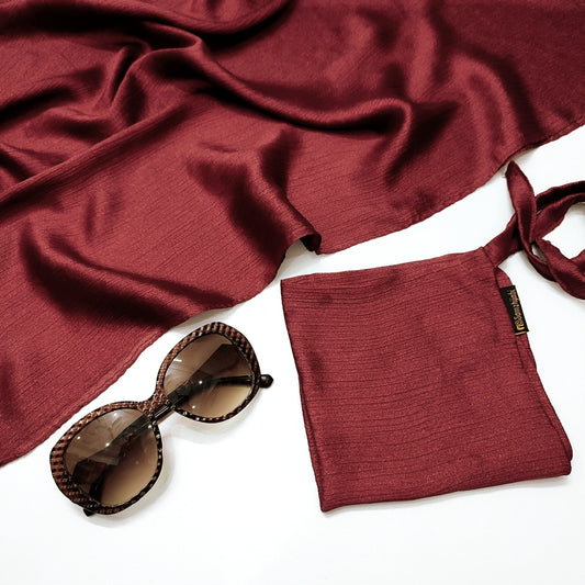 Crinkle Silk Hijab Naqab Set Rust