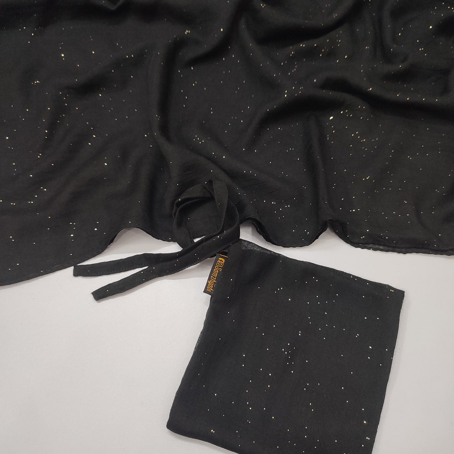 Sparkling Glitter Lawn Hijab-BLACK