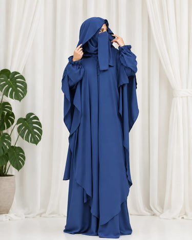 The Amira 4-Piece Hoodie Abaya Set (BLUE)