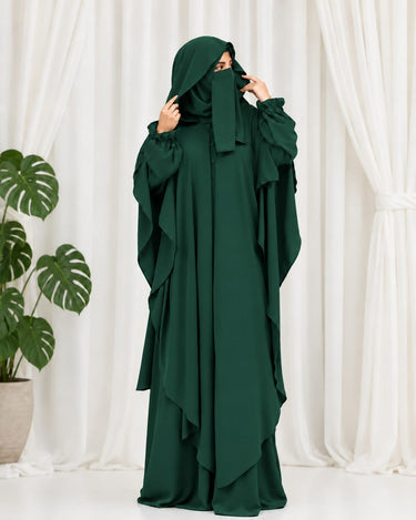 The Amira 4-Piece Hoodie Abaya Set (LEAF GREEN)