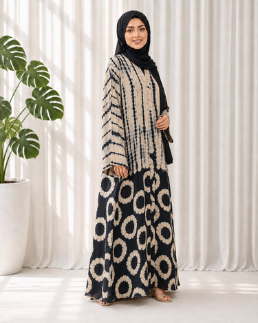 Zahra Chunri Abaya with Scarf (BLACK)