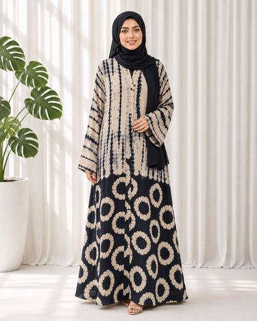 Zahra Chunri Abaya with Scarf (BLACK)