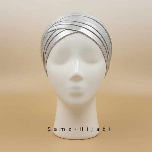 Shimmery Criss cross Hijab Cap (silver)