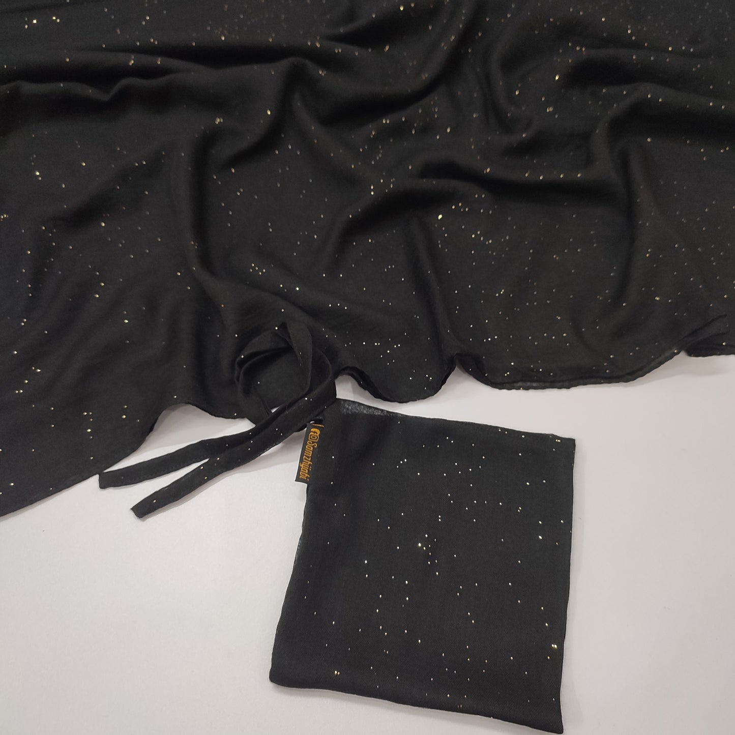 Sparkling Glitter Lawn Hijab-BLACK