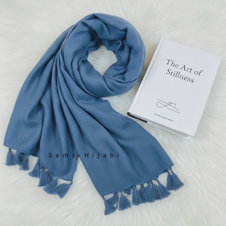 Tassel Lawn Hijab (Denim Blue)