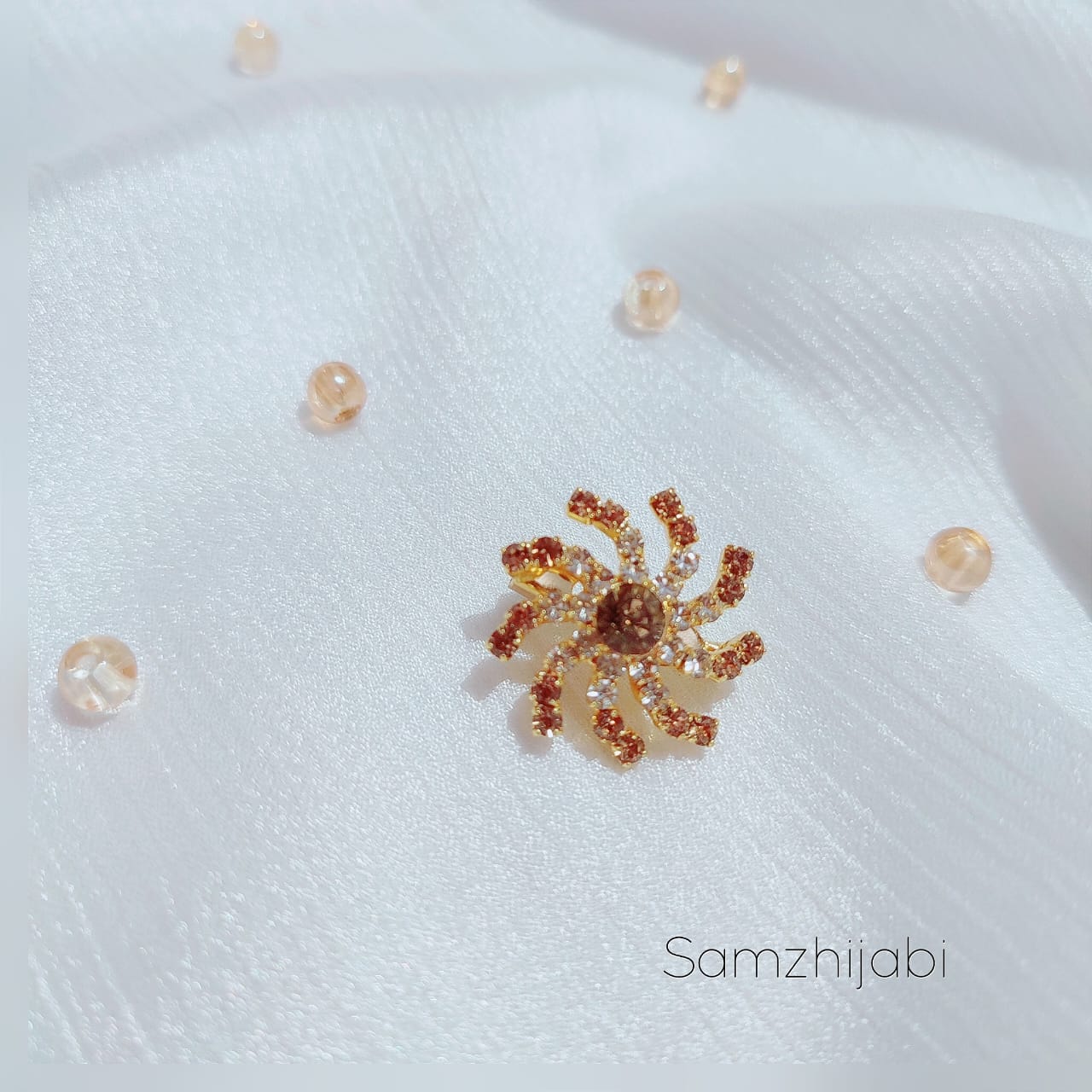 Hijab Brooch Pin - Champagne Crystal Stone