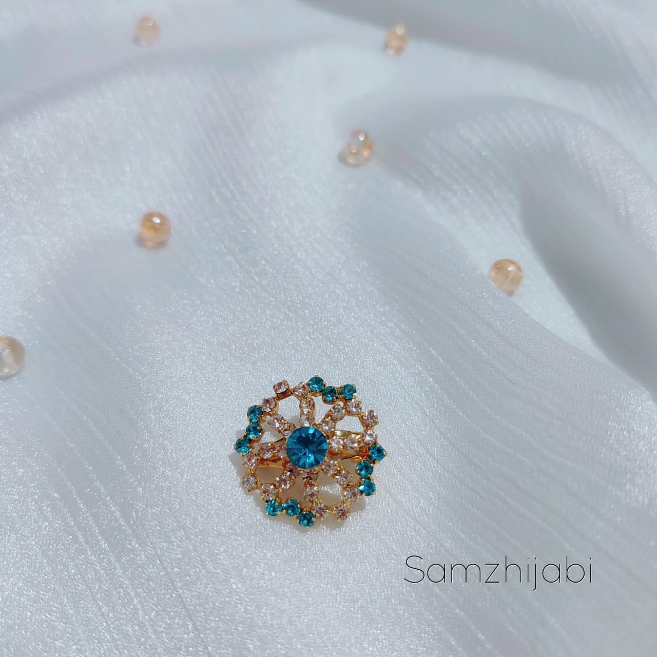 Hijab Brooch Pin - Ferozi Crystal Stone