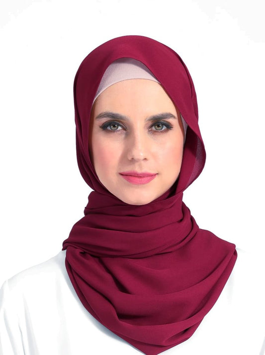 Chiffon Georgette Hijabs - cherry Maroon