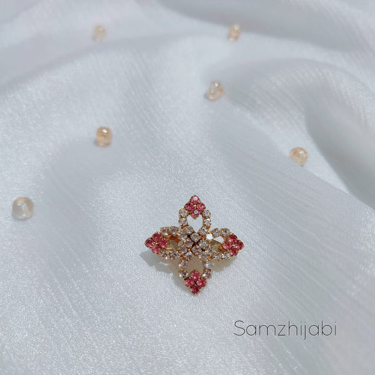 Hijab Brooch Pin - Tea Pink Crystal Stone