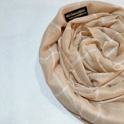 Check_Gird Lawn Hijab Beige